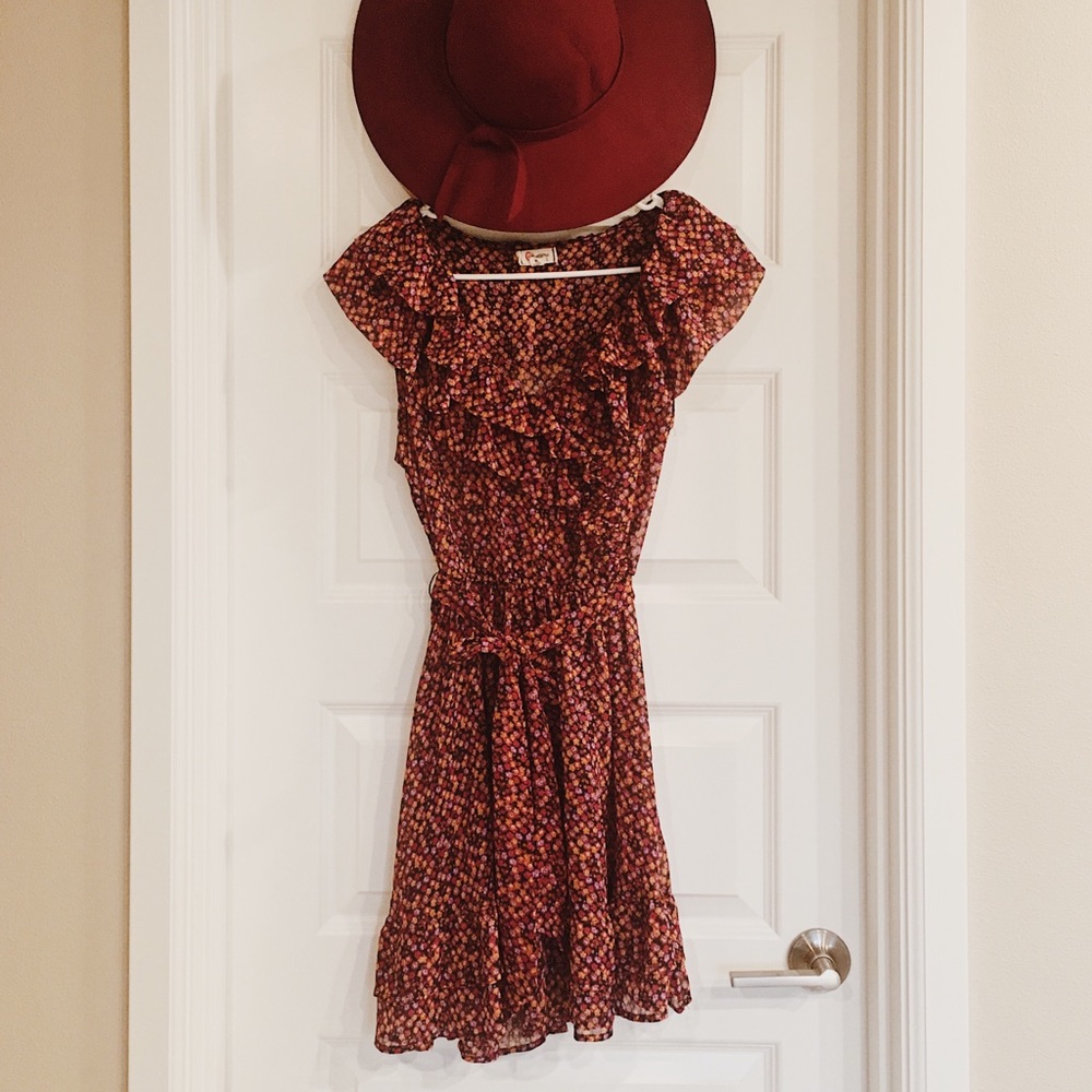 Olsenboye Semi-Sheer Flowy Floral Dress